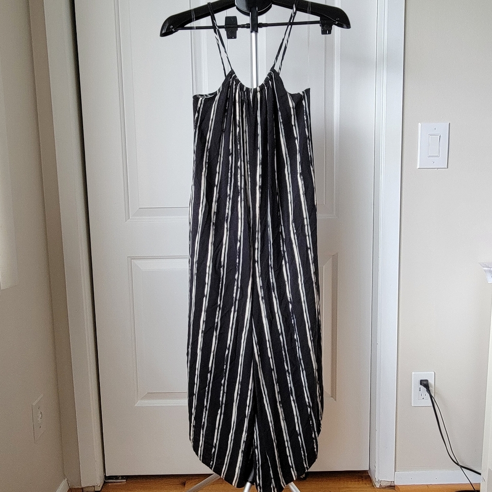Mahina Cropped Striped Pull On Romper Jumpsuit Size Small